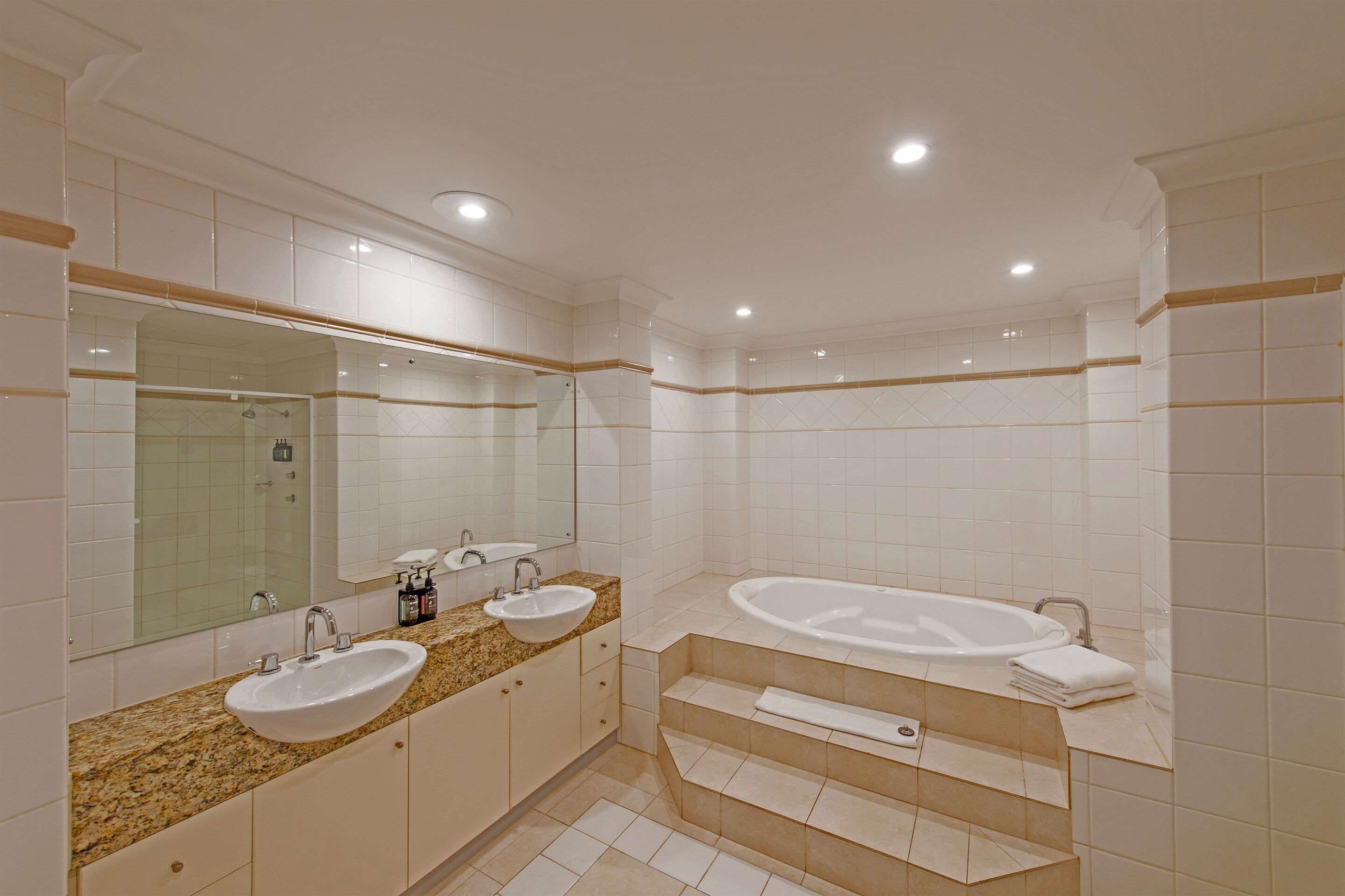 one bedroom spa apartment | bathroom | free toiletries, hair dryer, towels, soap