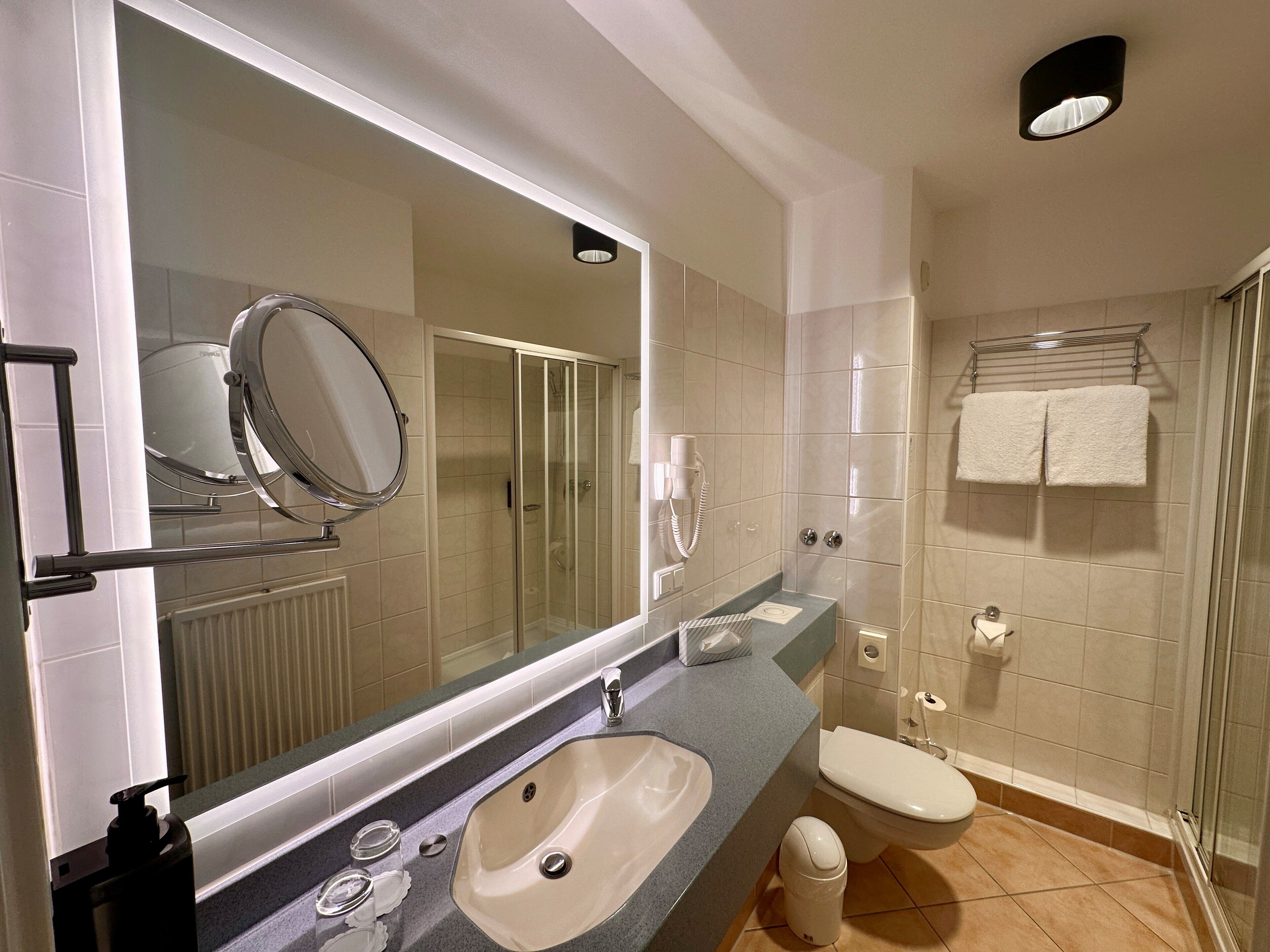 premium double room, 1 king bed, non smoking, canal view | bathroom | shower, free toiletries, hair dryer, slippers