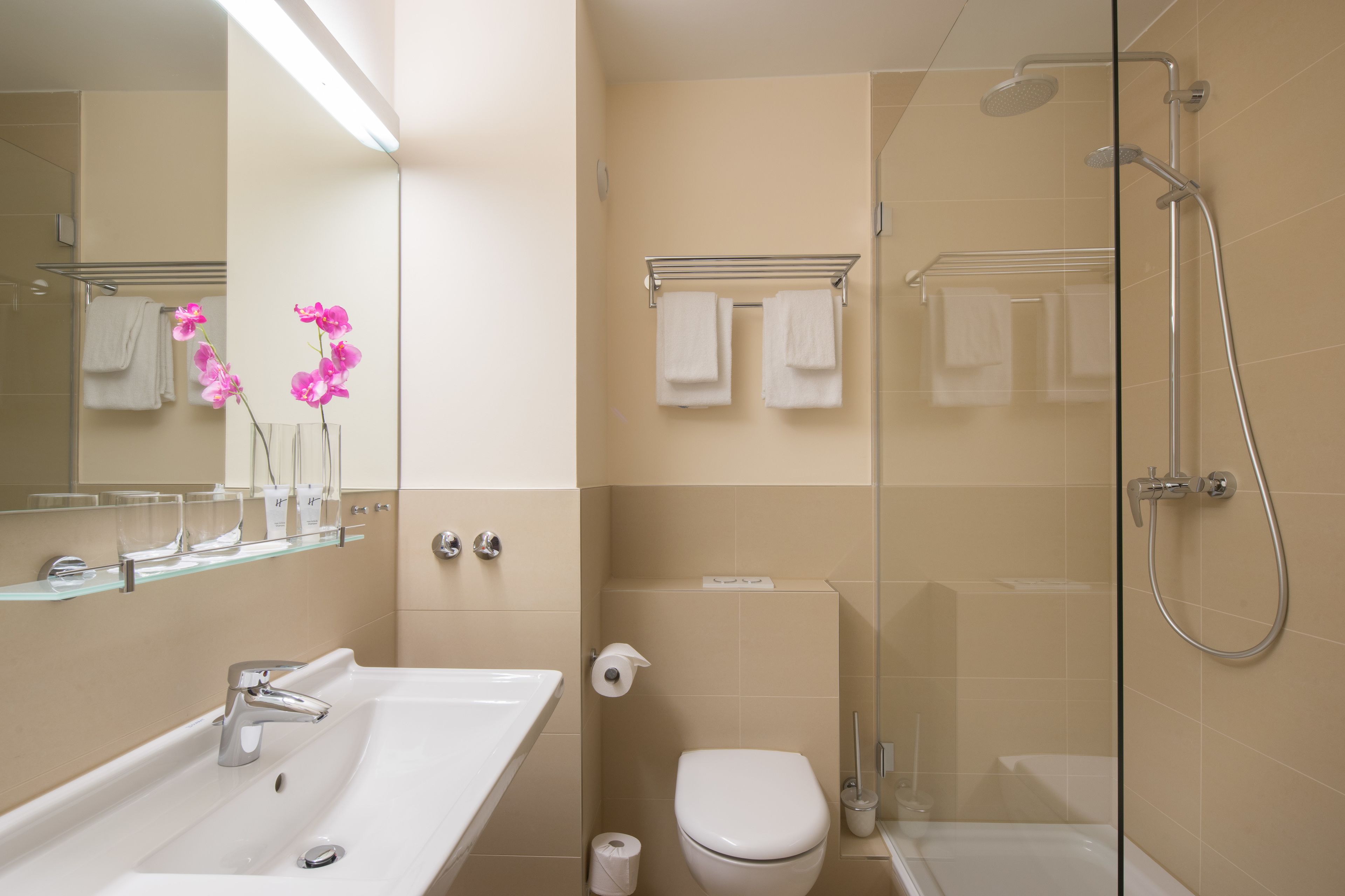 shower, free toiletries, hair dryer, slippers