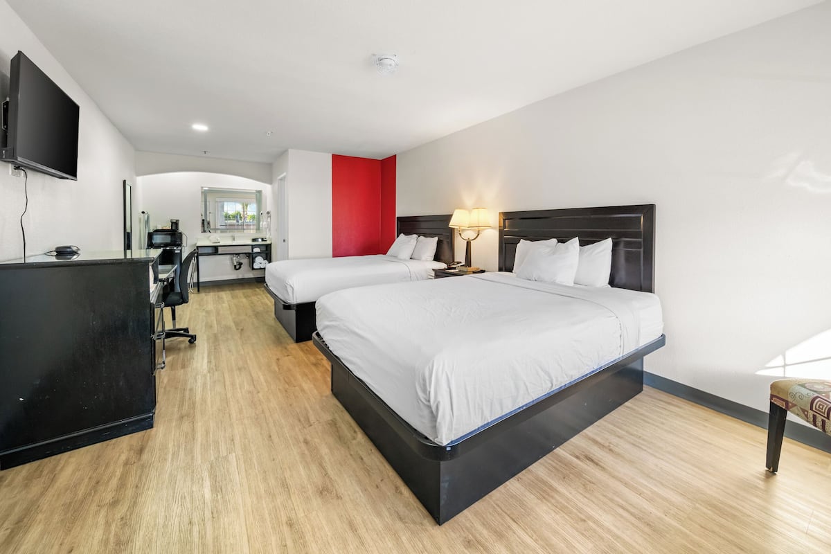 Room, 2 Queen Beds, Non Smoking | In-room safe, desk, blackout curtains, iron/ironing board