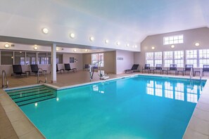Indoor pool, open 6:00 AM to 10:00 PM, sun loungers