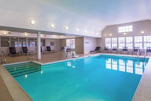 Indoor pool, open 6:00 AM to 10:00 PM, sun loungers