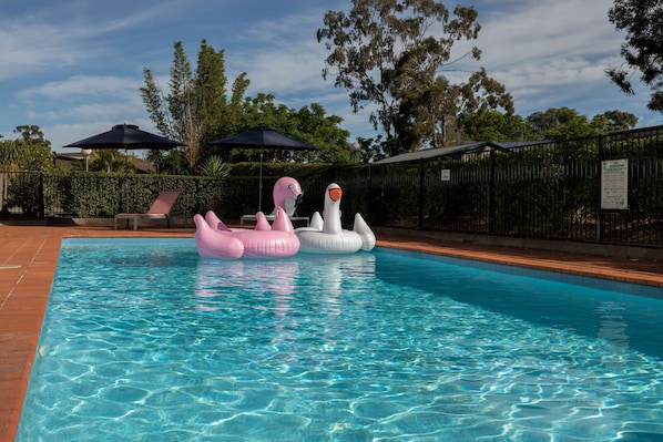 Outdoor pool, pool loungers