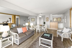 Executive Two Bedroom Penthouse | Living area | 32-inch TV with satellite channels - Pacific Bay Resort (Coffs Harbour)