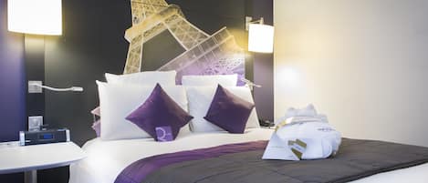 Premium bedding, in-room safe, blackout curtains, soundproofing