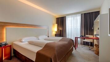 In-room safe, desk, laptop workspace, blackout drapes