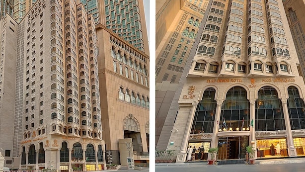 A tall, multi-story hotel with a classic architectural design, featuring arched windows and a prominent entrance.