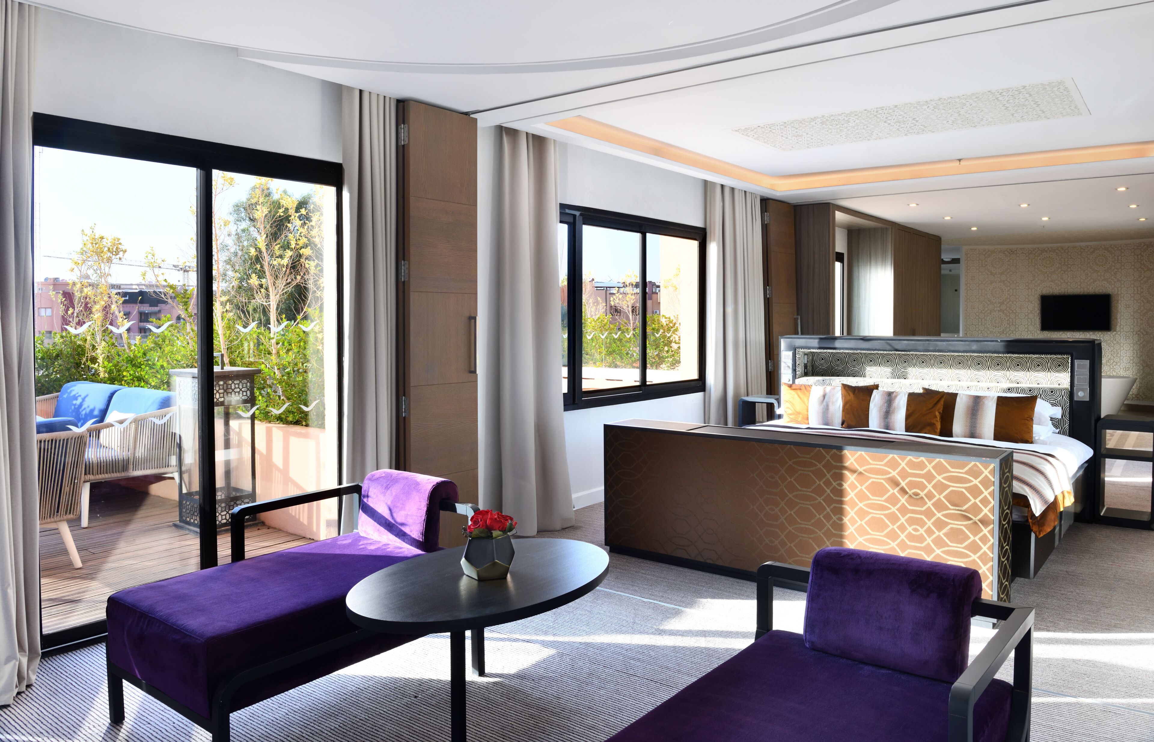 Signature Penthouse, 2 Bedrooms | Minibar, in-room safe, desk, laptop workspace