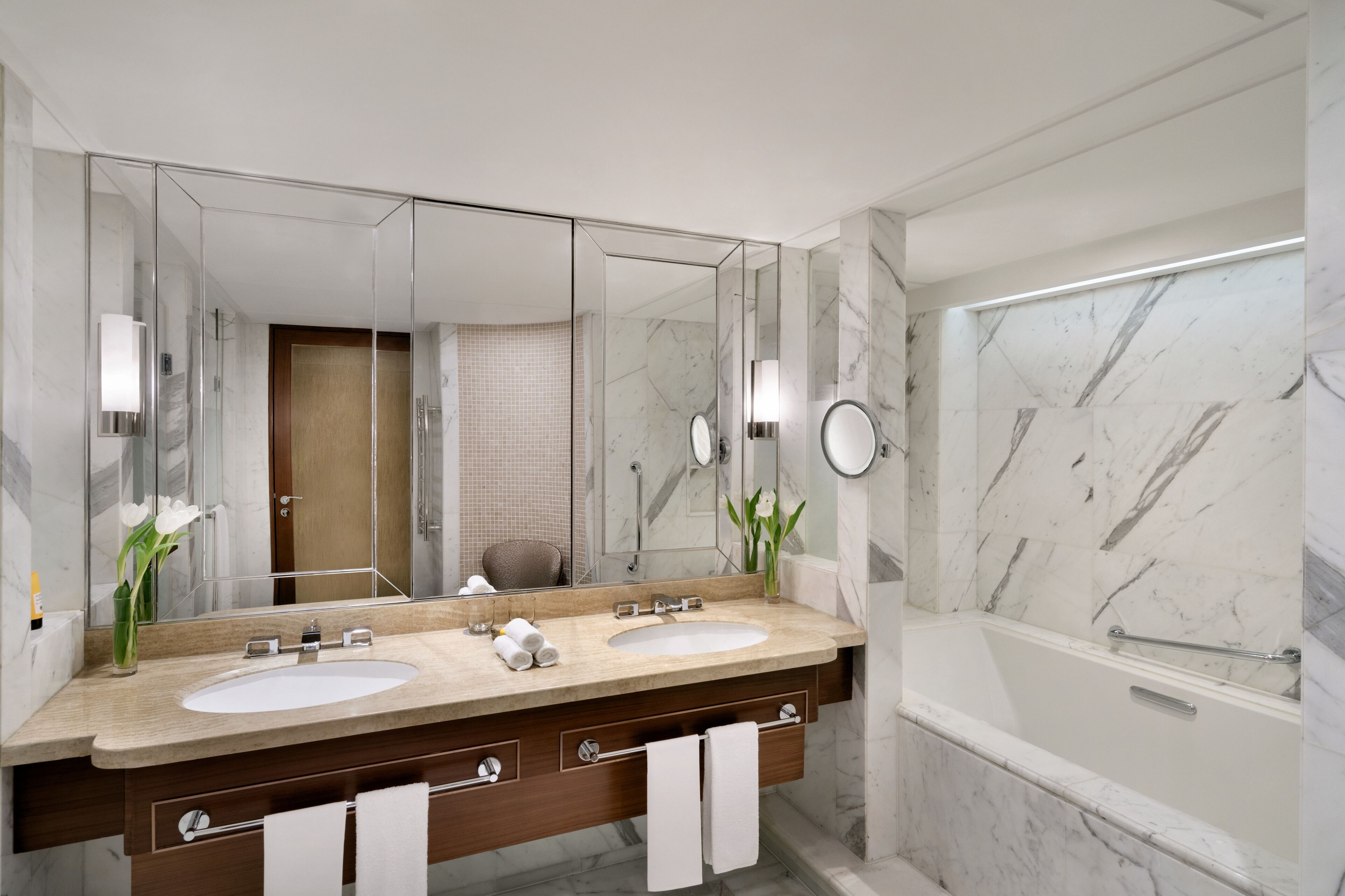 suite (specialty) | bathroom | separate bathtub and shower, deep-soaking bathtub, rainfall showerhead
