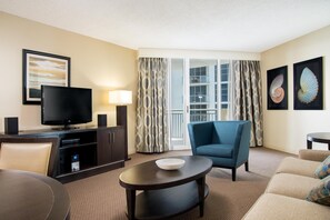 Suite, Multiple Beds, Accessible, Partial Ocean View (Roll-In Shower) | Living area | 42-inch LCD TV with cable channels, TV - DoubleTree Resort & Spa by Hilton Ocean Point-N. Miami Beach (Sunny Isles Beach)