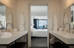 Premium Room, Sea View (Aethon) | Bathroom | Shower, rainfall showerhead, designer toiletries, hair dryer