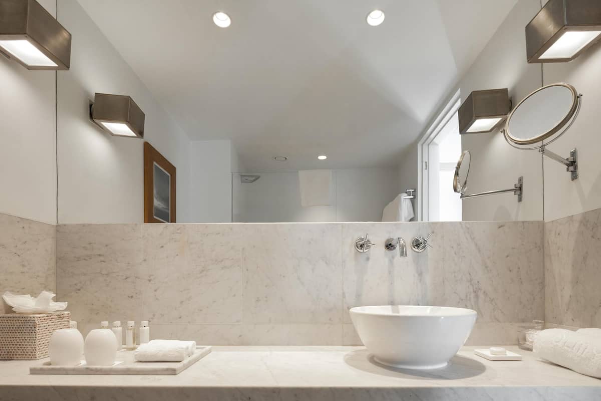 shower, rainfall showerhead, designer toiletries, hair dryer