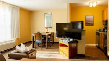 Suite, 1 Bedroom | Living area | 50-inch LCD TV with satellite channels, TV