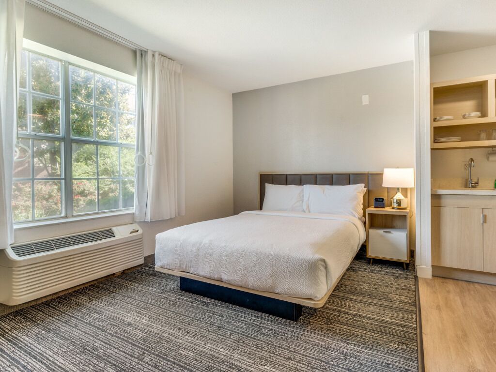 Estudio, 1 cama Queen size y sofá cama (Mobility/Hearing Access, Roll-In Shwr) | Caja de seguridad en la habitación y escritorio 