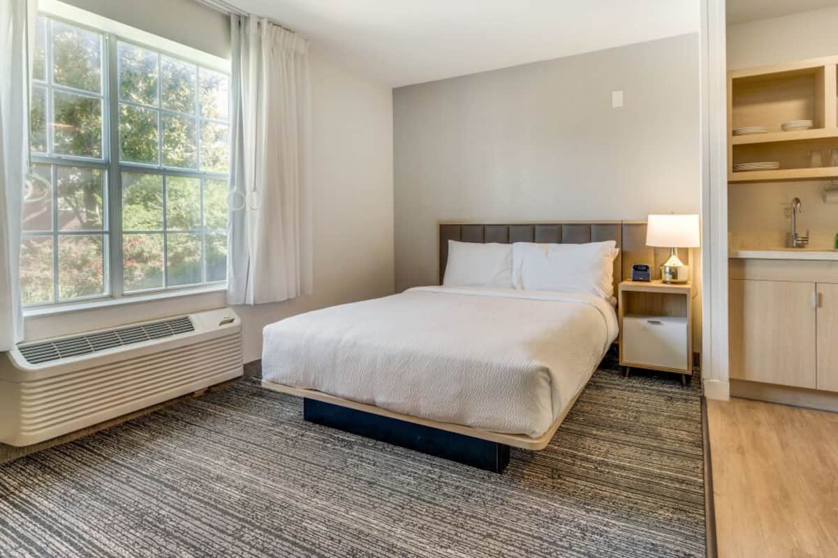 Studio, 1 Queen Bed with Sofa bed (Mobility/Hearing Access, Roll-In Shwr) | In-room safe, desk, laptop workspace, iron/ironing board