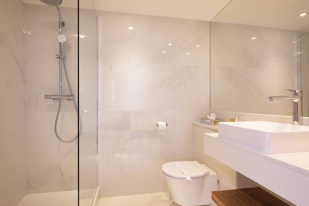 Free toiletries, hair dryer, slippers, towels