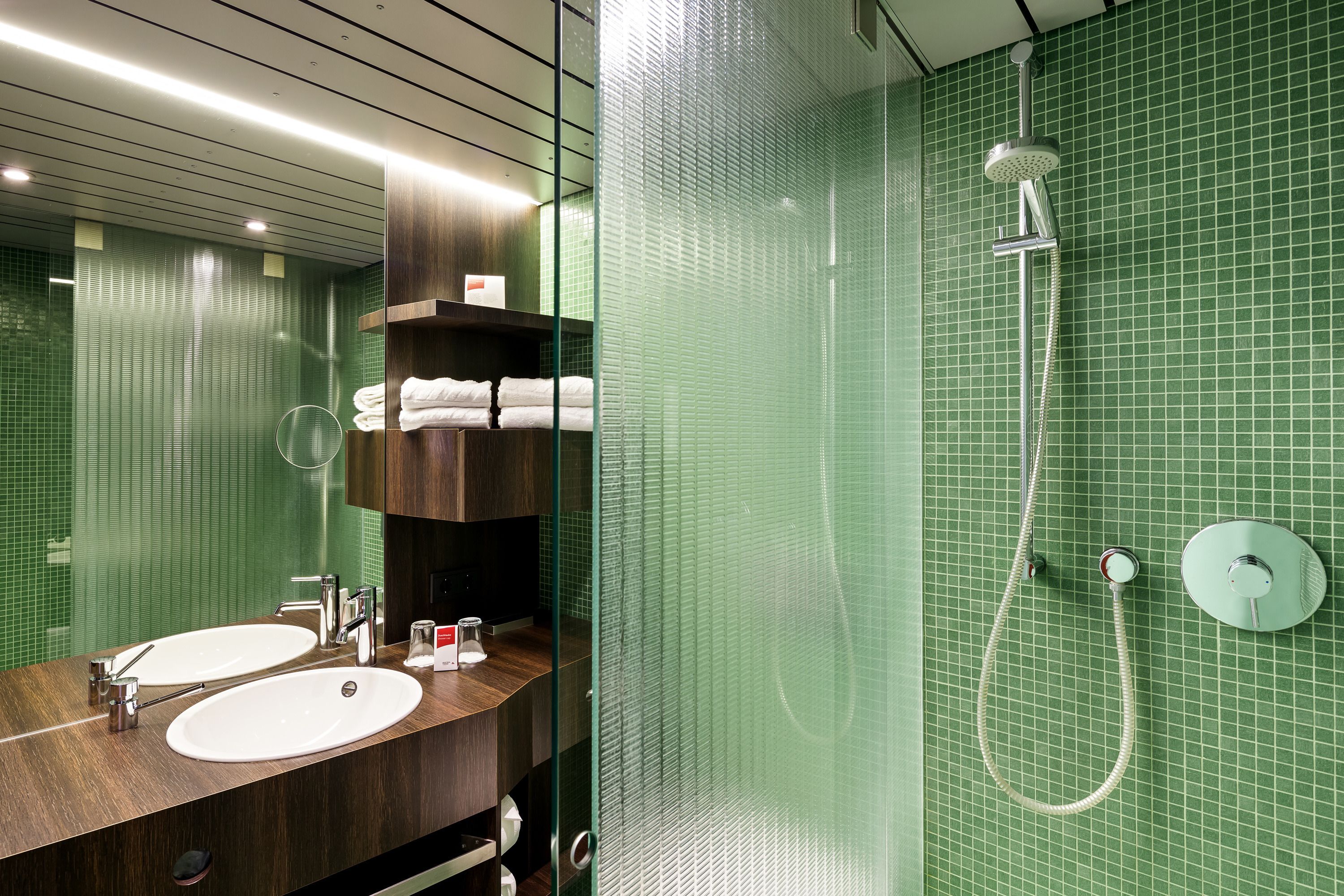 premium room | bathroom | shower, hair dryer, towels