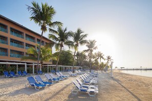 A beachside hotel with rows of sun loungers and palm trees. - Whala!boca Chica (Boca Chica)