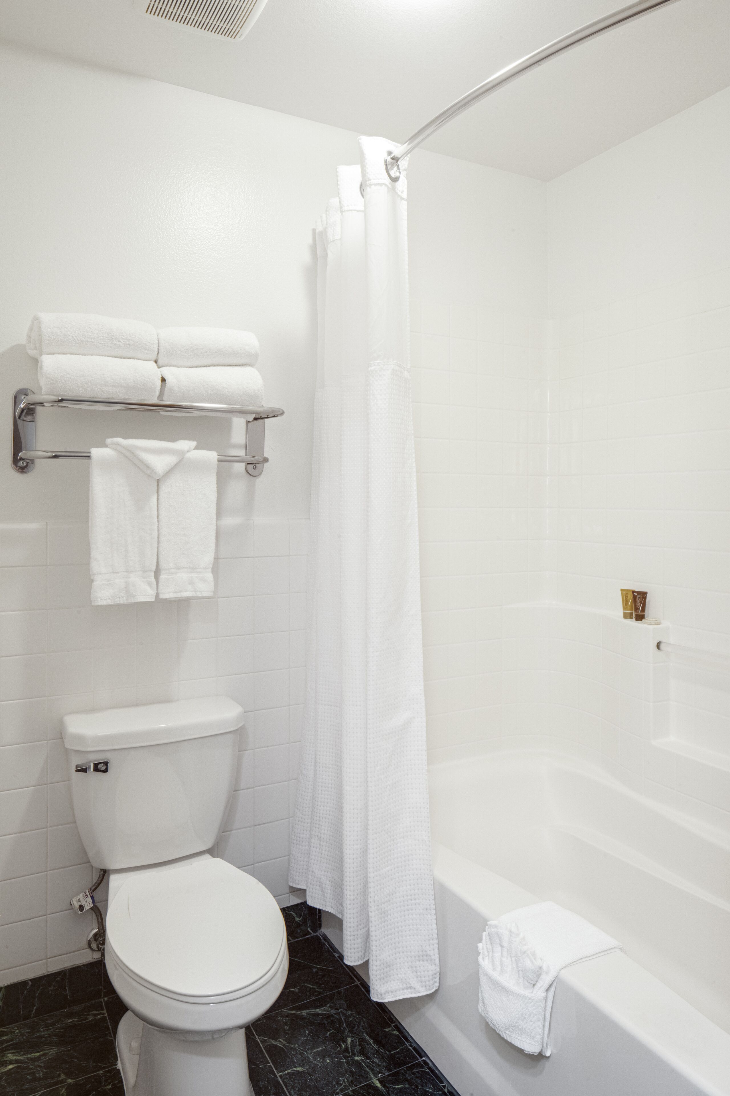 combined shower/bathtub, eco-friendly toiletries, hair dryer, towels
