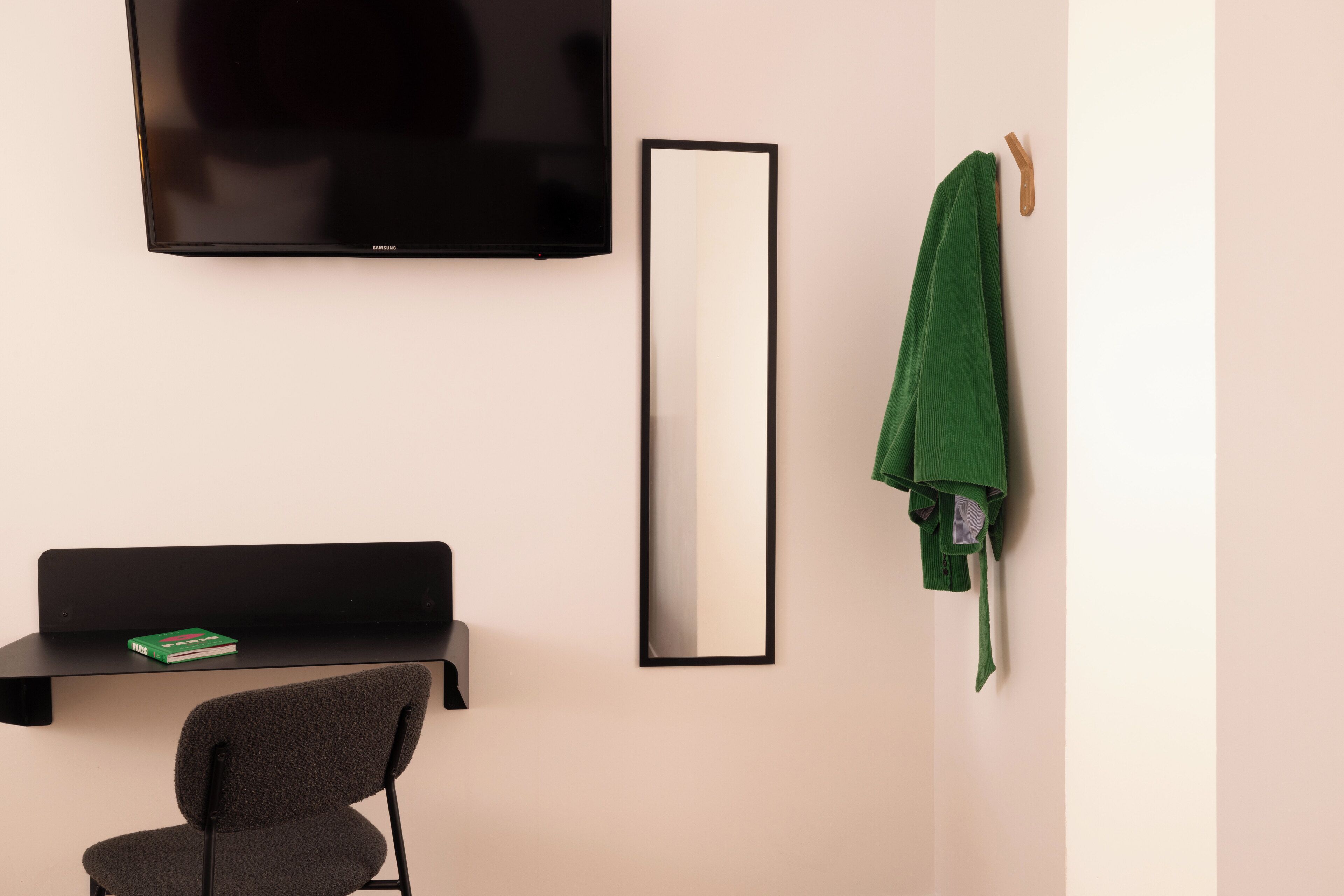 family room | in-room safe, desk, soundproofing, iron/ironing board