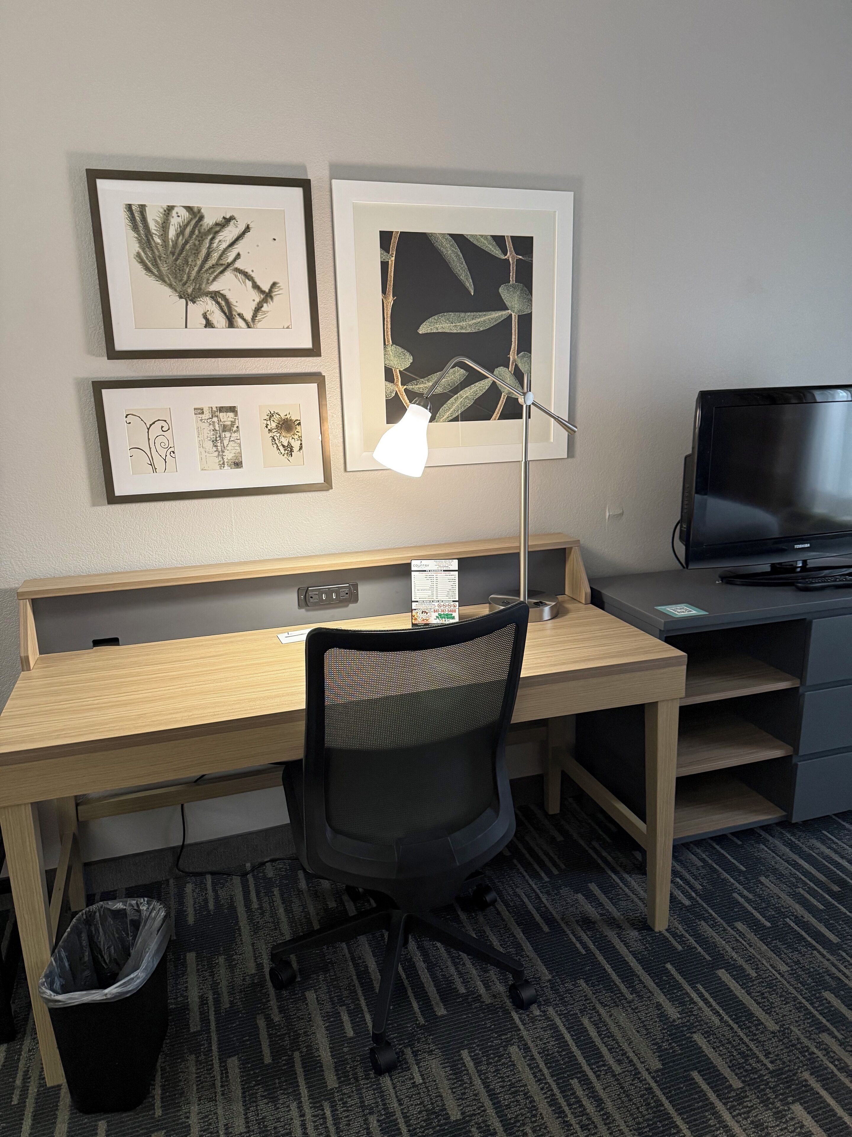 1 bedroom, desk, blackout curtains, iron/ironing board