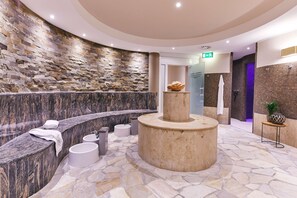 Sauna, steam room, body treatments, hot stone massages, body wraps