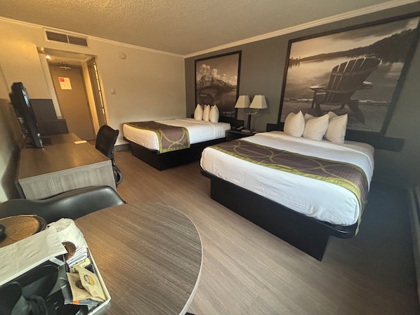 Room, 2 Queen Beds, Non Smoking | Desk, iron/ironing board, free cribs/infant beds, rollaway beds