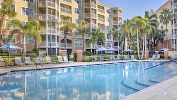 3 outdoor pools, open 7:00 AM to 11:00 PM, pool umbrellas, sun loungers