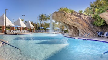 3 outdoor pools, open 7:00 AM to 11:00 PM, pool umbrellas, sun loungers