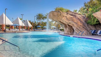 3 outdoor pools, pool umbrellas, pool loungers