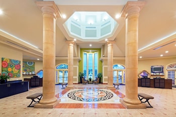 Hotel entrance and lobby at Hilton Grand Vacations Club SeaWorld® Orlando