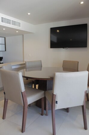 Junior Suite, 2 Double Beds, Partial Ocean View | In-room safe, desk, blackout drapes, iron/ironing board