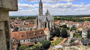 A historic town with a prominent cathedral and surrounding buildings.