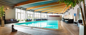 Indoor pool, open 8:00 AM to 10:00 PM, sun loungers