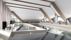 Innenpool, AuĂenpool, Sonnenschirme, LiegestĂŒhle