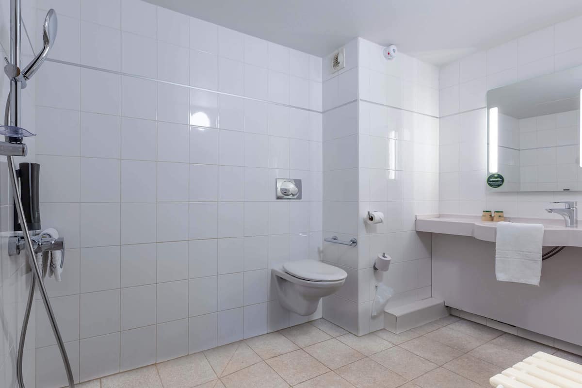 double room, accessible, non smoking | bathroom | shower, free toiletries, hair dryer, towels