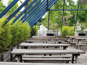 Rooftop bar, garden views, open select days