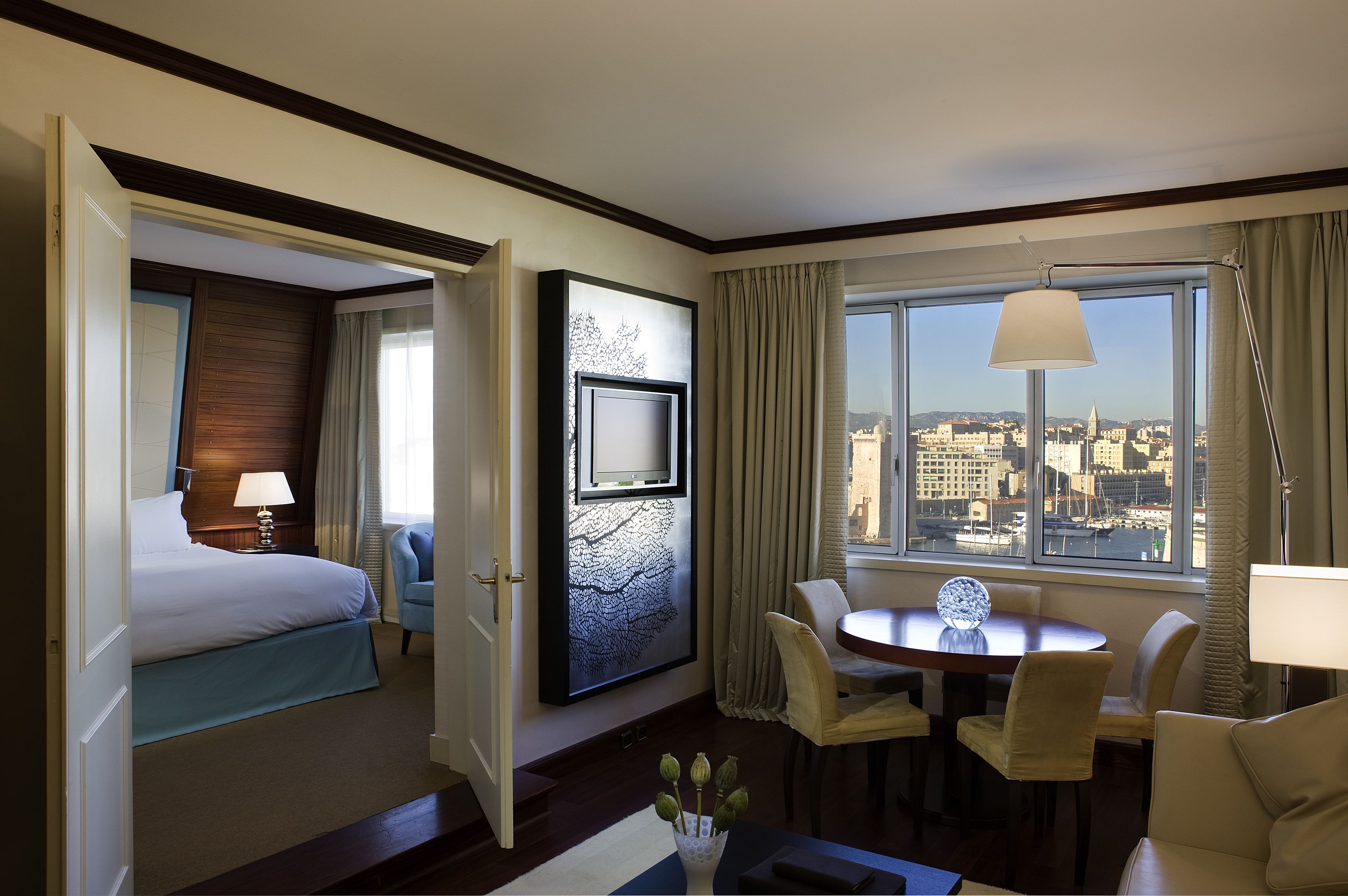 opera suite, 1 king bed (top floor, old port view, lounge, spa and gym access) | premium bedding, pillow-top beds, minibar, in-room safe