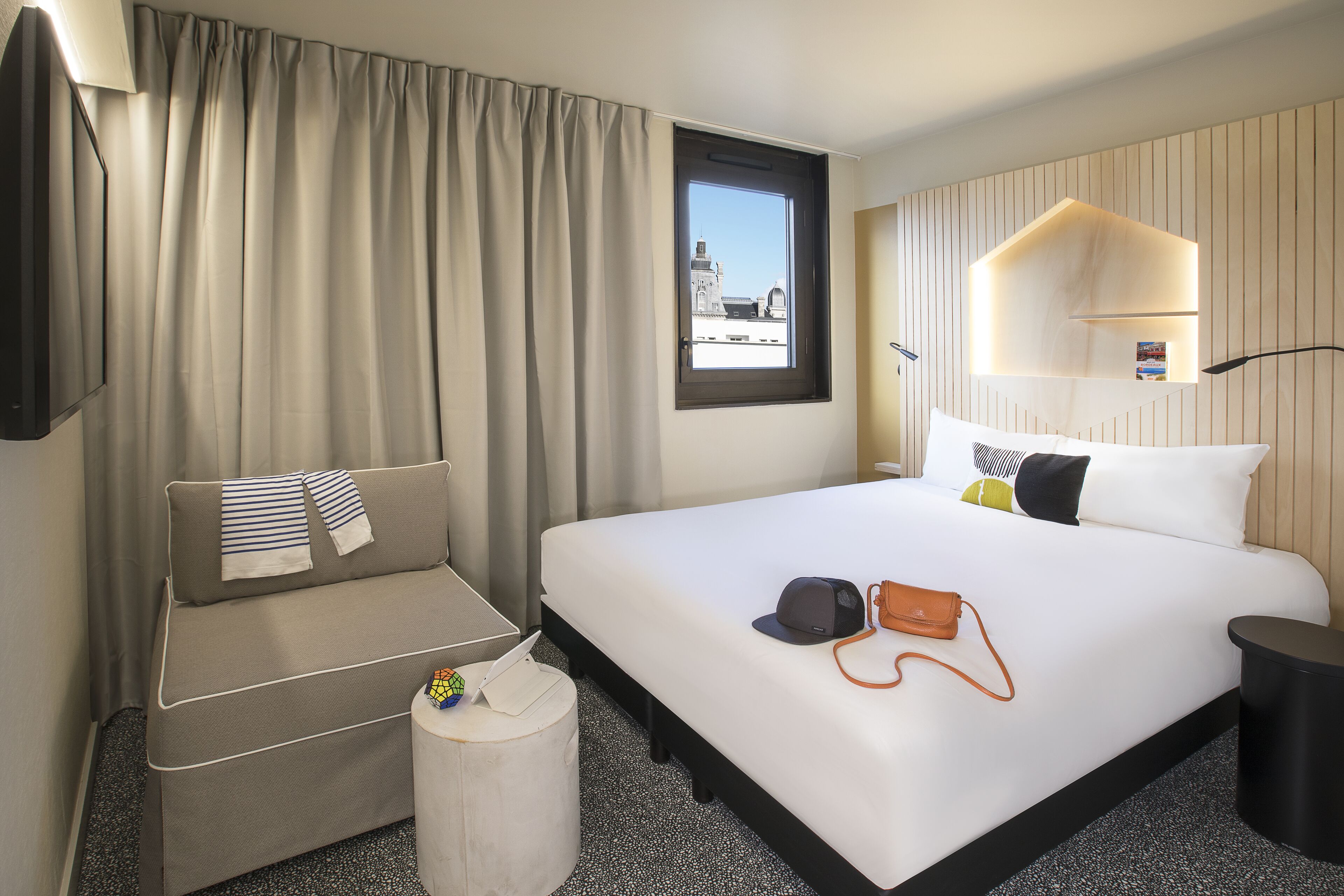Premium bedding, blackout curtains, soundproofing, free WiFi