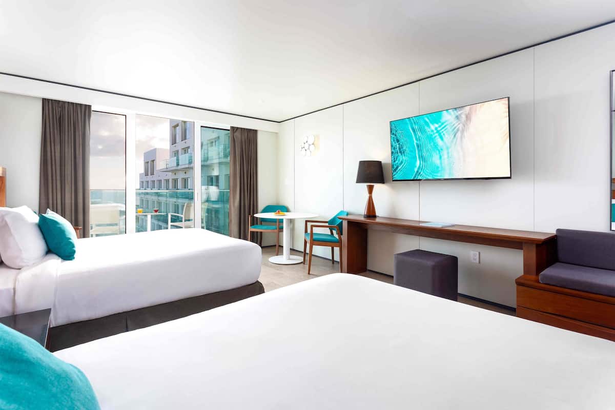 Deluxe Room, 2 Double Beds (Signature Ocean View Double) | Frette Italian sheets, premium bedding, free minibar, in-room safe