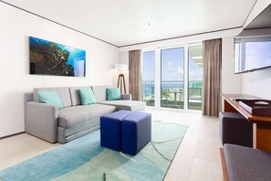 Suite, 1 kingsize-seng med sovesofa (1 Bedroom Ocean View Suite) | 1 soverom, italienske Frette-laken og sengetøy av topp kvalitet