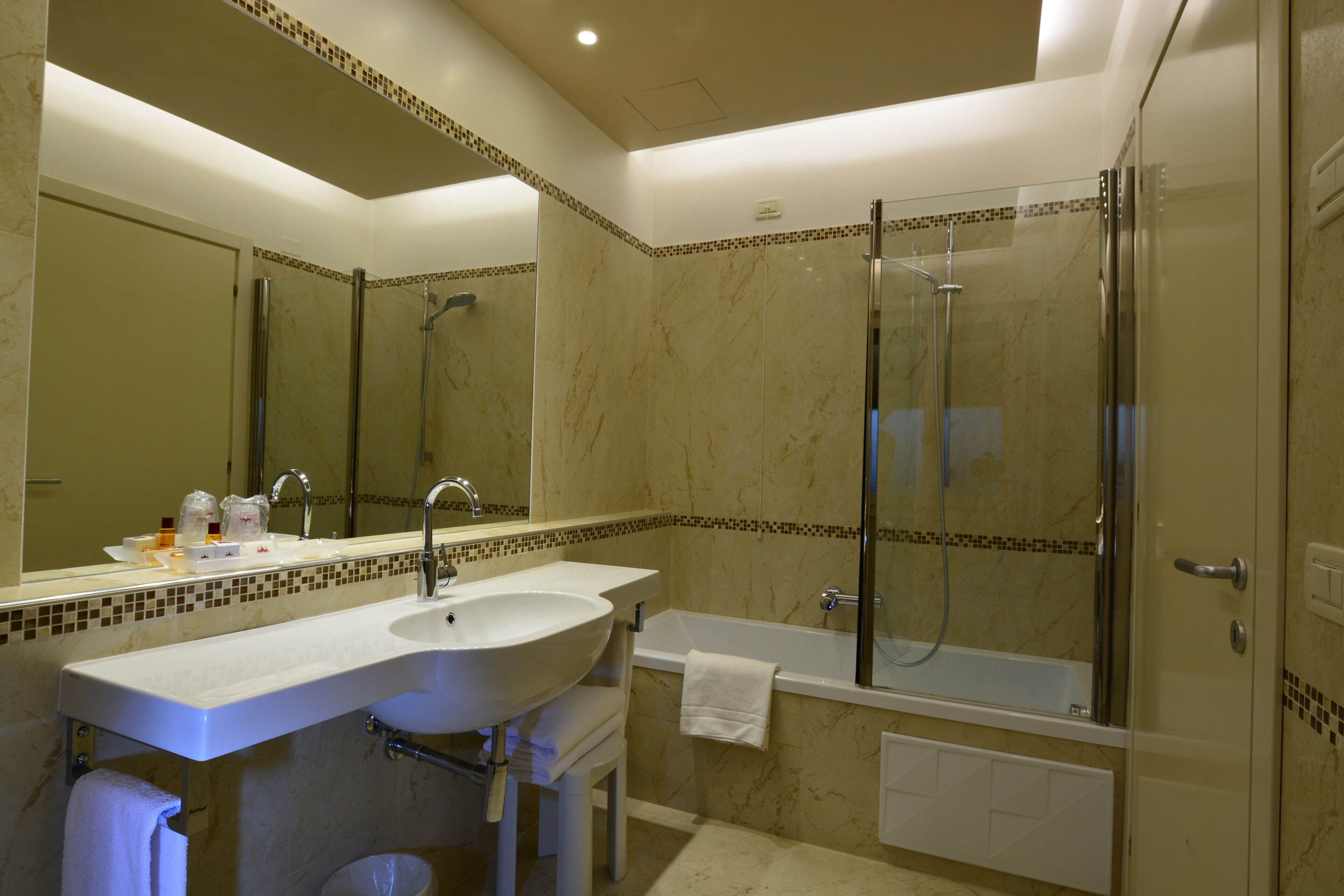 Free toiletries, hair dryer, bidet, towels