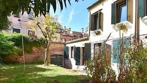 A courtyard with a building, a tree, and a small garden area. - San Marco Palace (Venice)