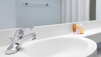 Shower, towels, soap, shampoo