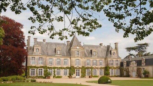 A large, historic building with multiple chimneys and a symmetrical facade, surrounded by a well-maintained lawn and mature trees. - Château de Curzay (Curzay-sur-Vonne)