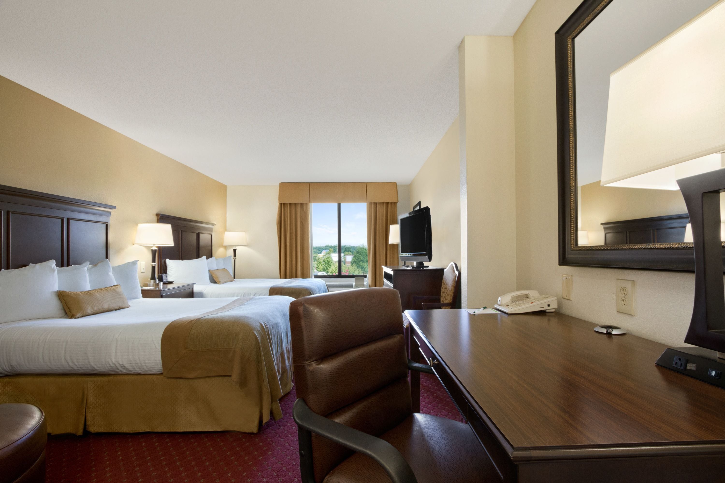 standard room, 2 queen beds | in-room safe, desk, laptop workspace, blackout curtains