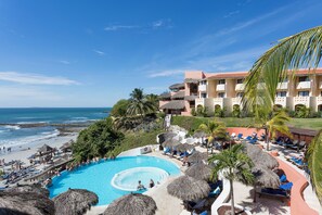 2 outdoor pools, open 8:00 AM to 8:00 PM, pool umbrellas, pool loungers