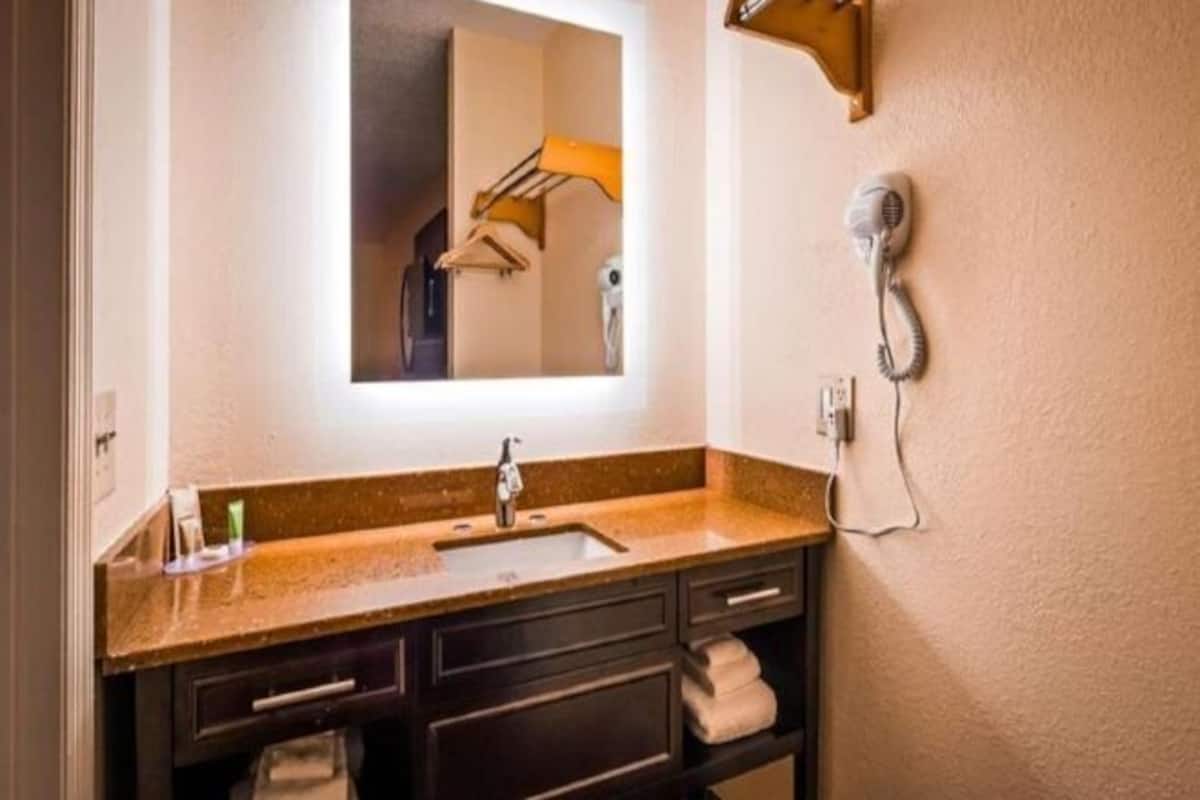 Bathroom | Combined shower/tub, free toiletries, hair dryer, towels