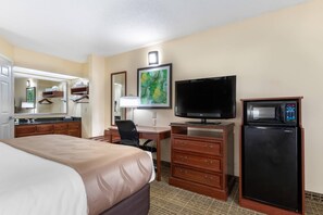 Pillowtop beds, desk, blackout drapes, iron/ironing board