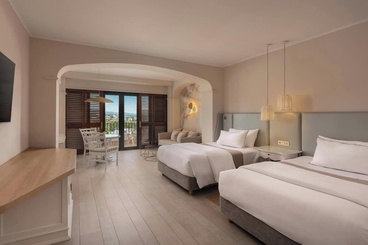 Panorama kamer, 2 queensize bedden | Lakens van Egyptisch katoen, luxe beddengoed, donsdekens